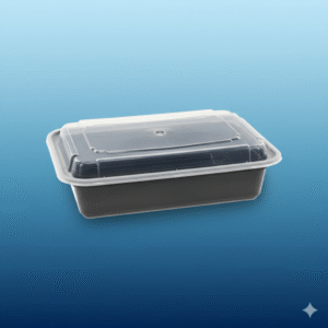 NC-888B 38 oz Black Newspring Rectangle Microwavable Container with Lids - 150/cs