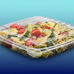 C89PST1 ClearSeal Hinged OPS Shallow Plastic Container 8 5/16" x 8 5/16" x 2" - 250/Case